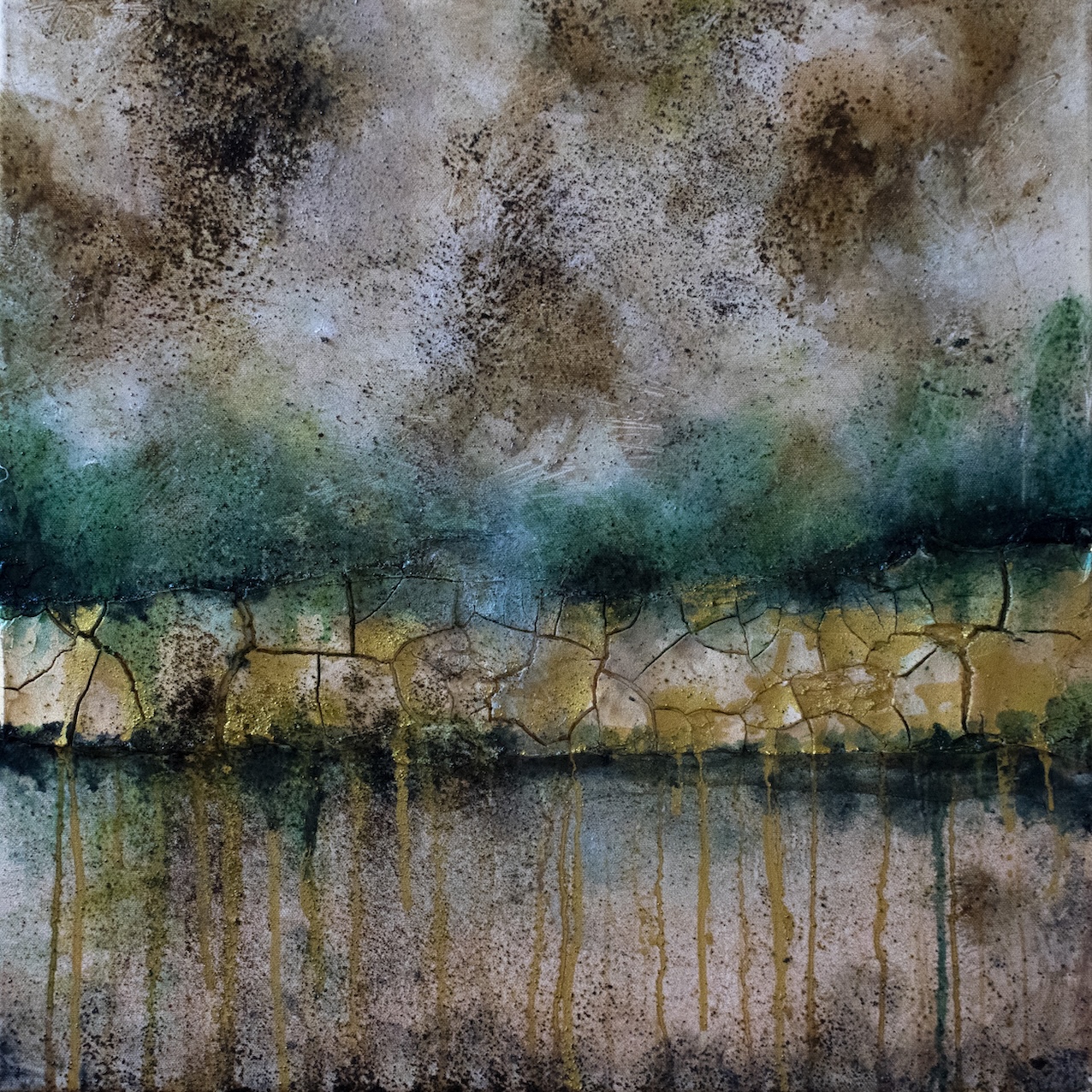 Gemälde Sediment II, 50 × 50 cm